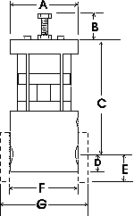 dimensional drawing of Series BLT or BAT air shutoff valve