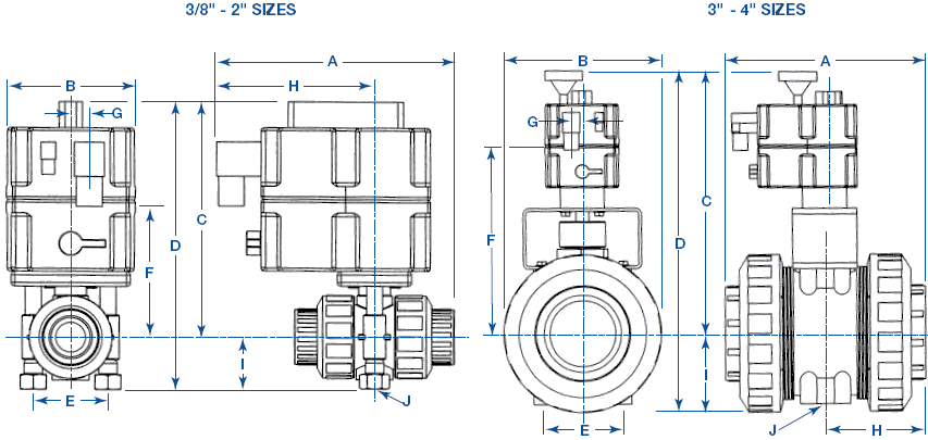 dimensional drawings electric ball valves