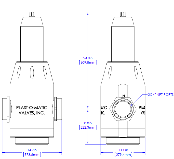 dimensions of 4 inch pressure control valve